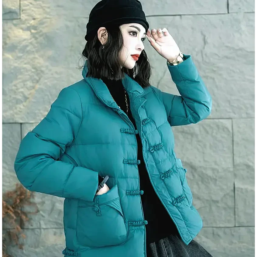 AIQUE/艾雀品牌羽绒服保真正品盘扣外套国风外套女冬