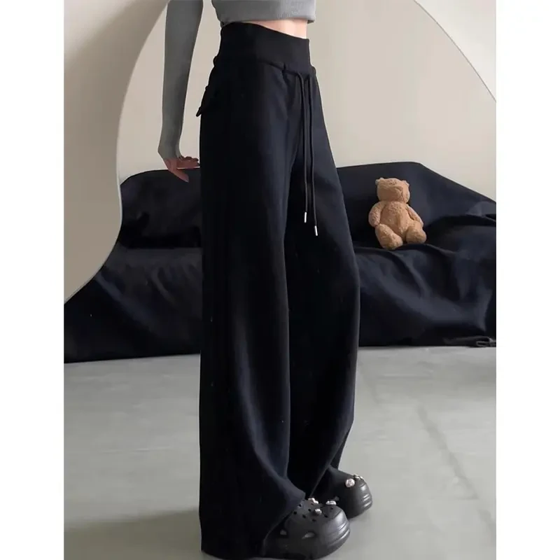 美式高级感卫裤女2025秋日暖阳宽松高腰遮胯显瘦秋季直筒阔腿裤子