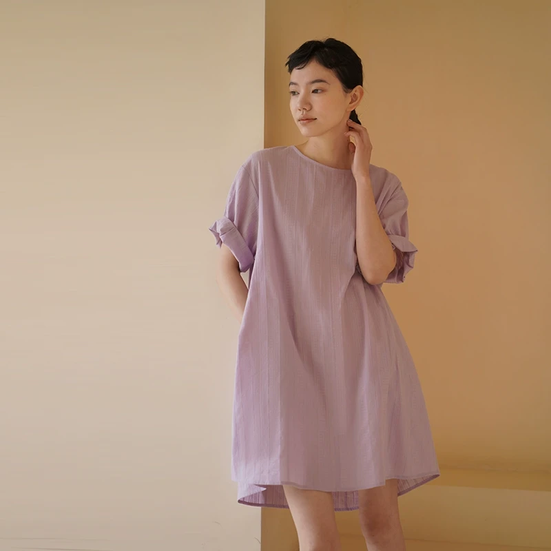 哈齿小姐 梦幻小人鱼连衣裙肌理感提花棉感亲肤宽松A字显瘦裙子女