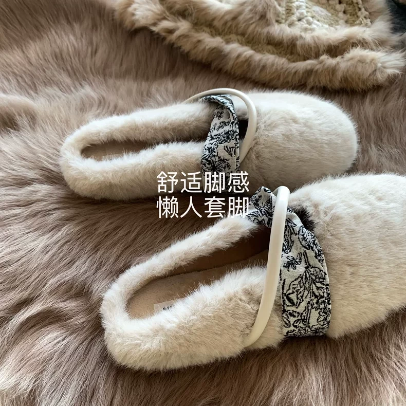 新中式！精致优雅！温柔感~梦玲色气质穆勒毛毛拖鞋女冬外穿chic