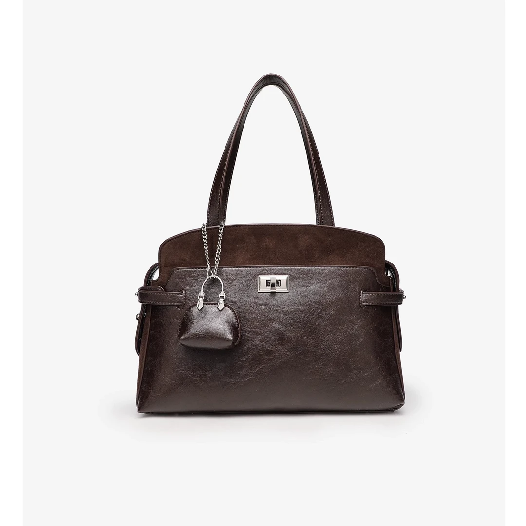 限定油蜡拼接托特包GLN241206P