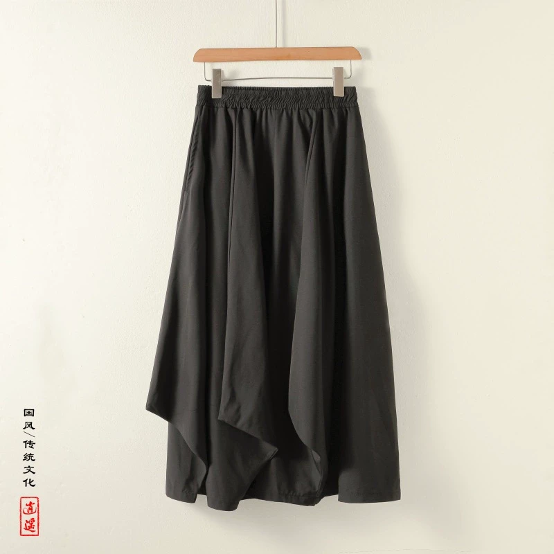 解构设计感不规则裙裤男士山本风新中式阔腿裤大码胖子灯笼九分裤