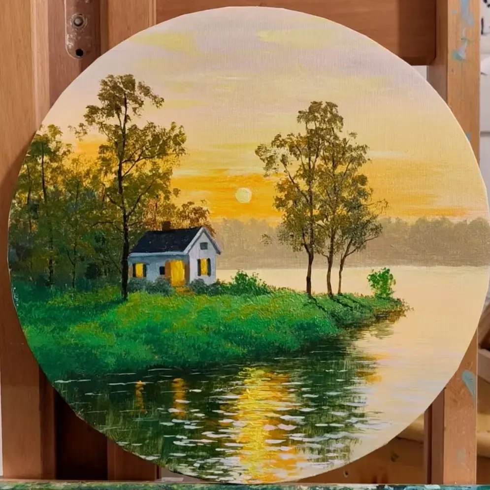 30㎝直径圆形装饰画油画适用于入户玄关客厅走廊等场景挂画