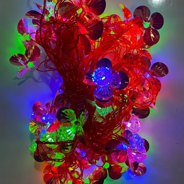 亮片小花LED七彩闪灯可串联适合户外家用节日装饰氛围灯串灯