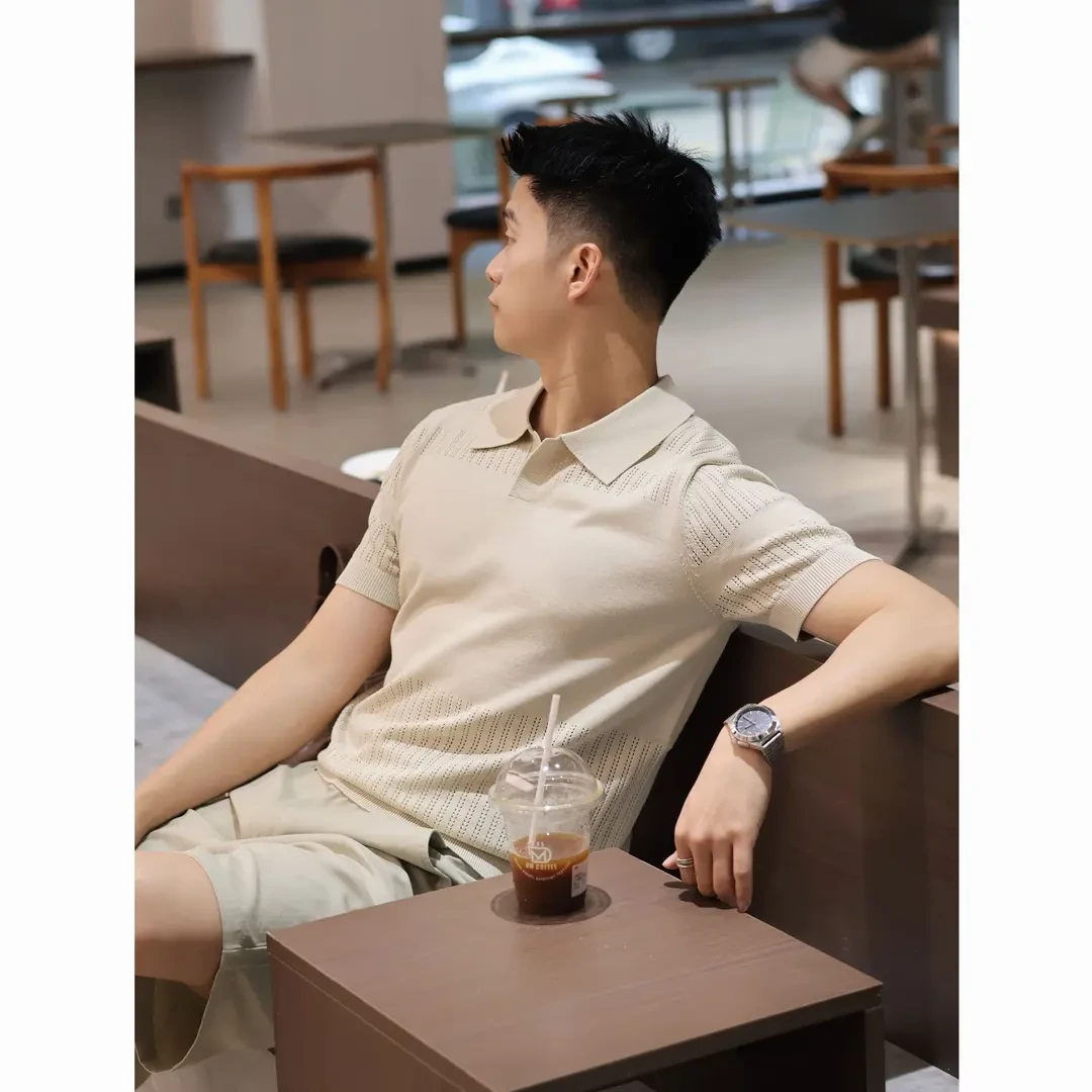 C / Corney私享老钱风 ‘冰爽丝慵懒高级感极简百搭针织POLO短袖