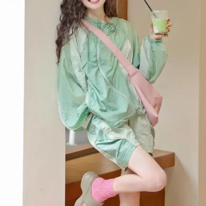 洋气特大码300斤休闲运动套装女装2025新款爆款夏天薄防晒两件套