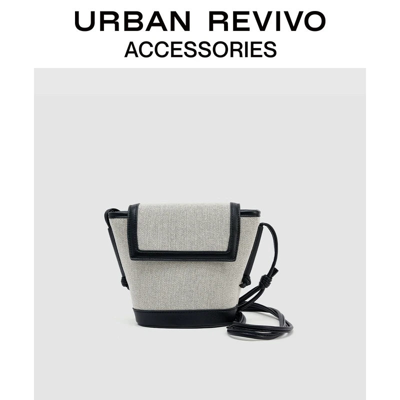 URBAN REVIVO2025夏季新款女士撞色帆布通勤斜挎包UAWB50127