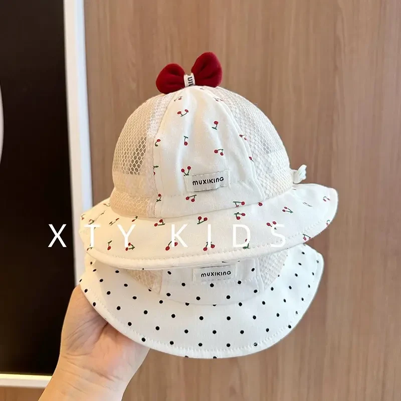婴儿帽子春秋薄款甜美可爱遮阳防晒渔夫帽宝宝盆帽