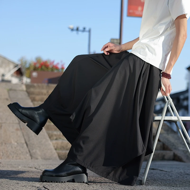结构设计感阔腿裤男士不规则小众武士裙裤新中式高级感潮牌灯笼裤