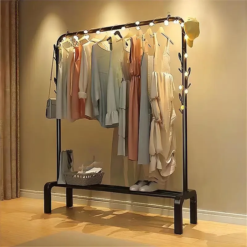 家用晾衣架子落地挂衣架金属单双杆高承重立式衣帽架卧室阳台租房