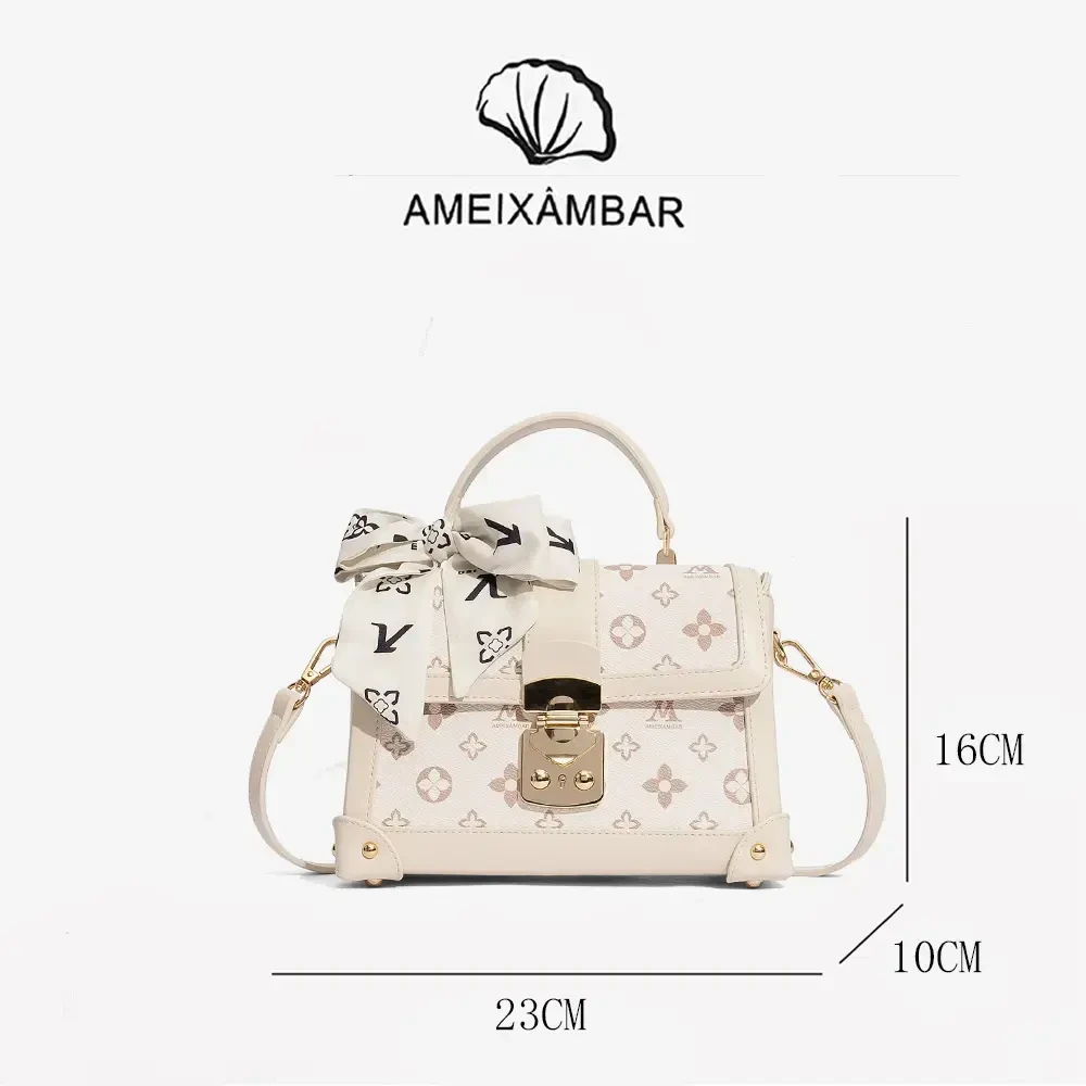 爱美巴2025新款时尚百搭高级感压花手提包单肩斜挎包A25024