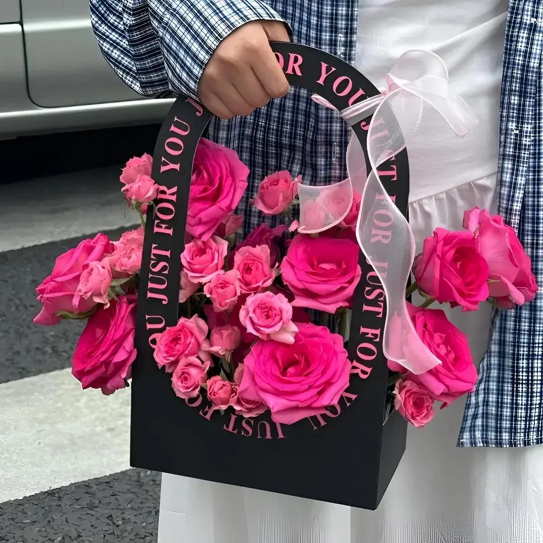 小时达网红手提花盒信封生日花束鲜花店订购同城送花上门玫瑰花