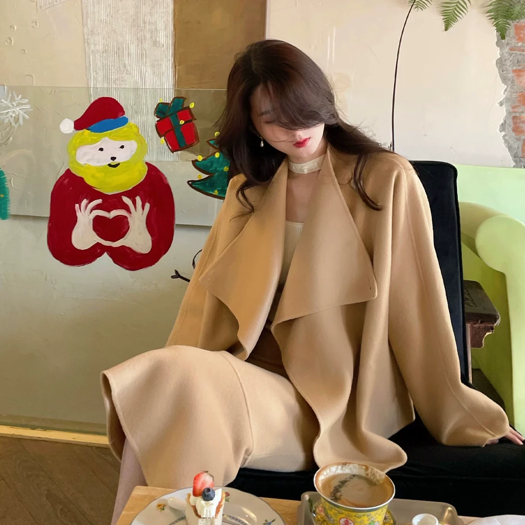 2折 HOWALOOK 天气好就约会吧~双面尼套装 波浪短大衣+鱼尾裙