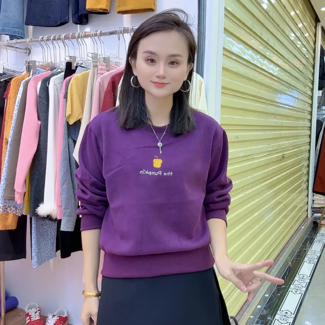 380长袖卫衣女时尚百搭新款显瘦正肩上衣