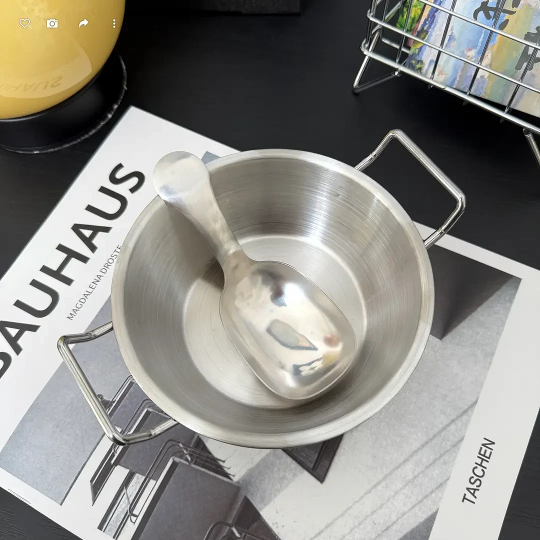 纳旺福韩式高颜值加厚不锈钢碗超萌可爱双耳碗燕麦碗大头勺套装