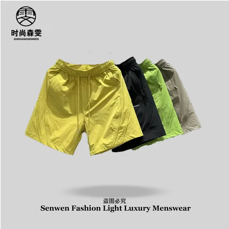 春夏男士简单设计感线条百搭时尚潮流抽绳短裤26244