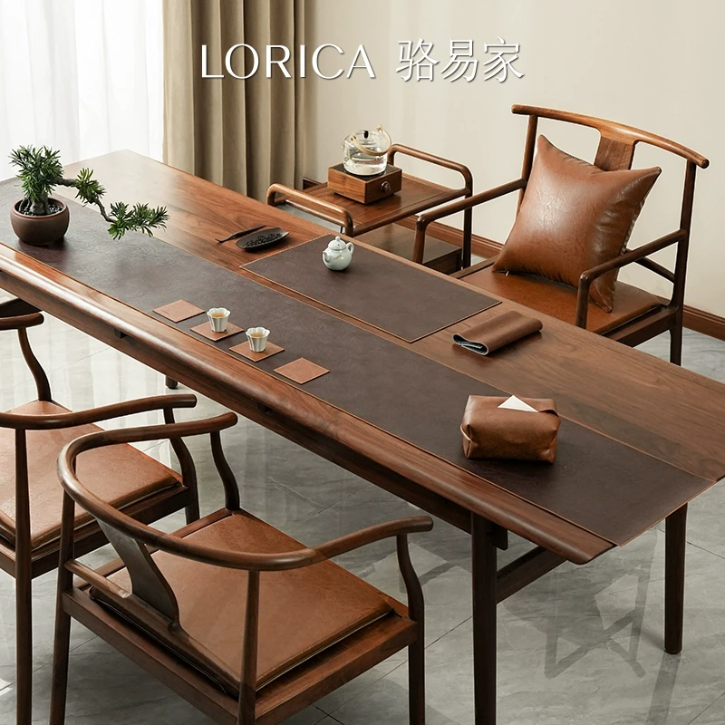 骆易家【陌野】防水皮革茶席新中式禅意桌旗茶旗茶桌垫布茶台茶布