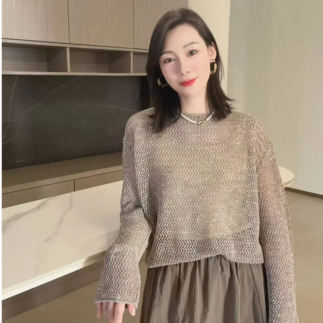 哥弟GIRDEAR 春夏新款时尚质感百搭复古镂空针织衫 138036