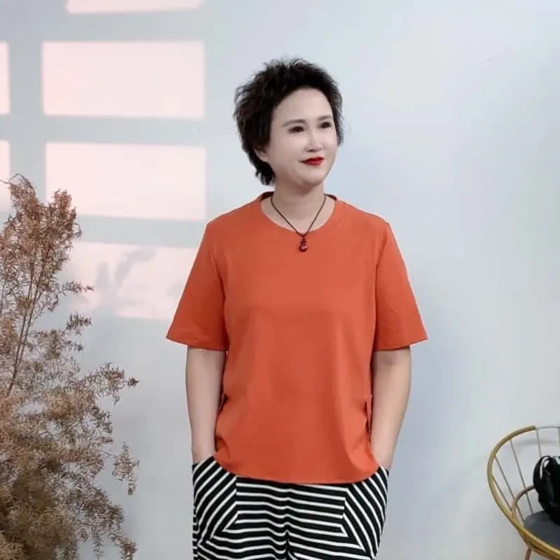 纯色抗起球拼接短袖防风耐脏T恤时尚印花宽松百搭简约舒适