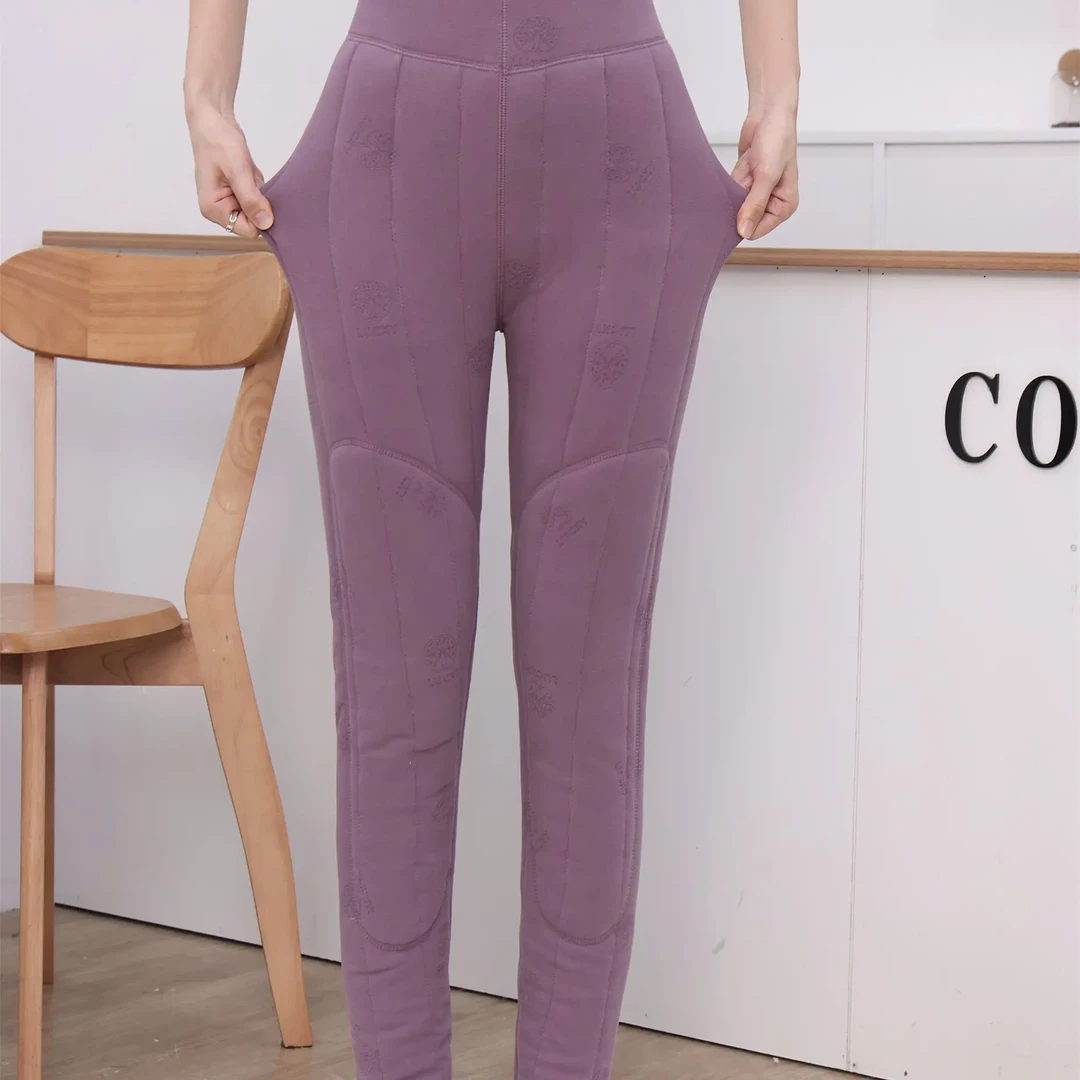 806女士羊毛发财树烧花高腰棉裤