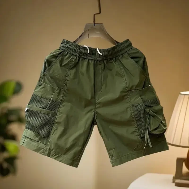 夏季工装速干男士宽松潮牌多口袋短男夏季男士IP口袋工装短裤