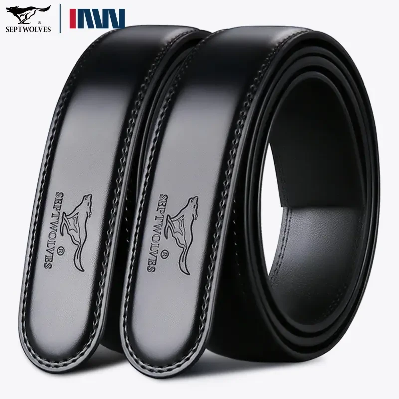 七匹狼无头皮带男真皮不带扣头自动扣通用高档腰带牛皮带条裤带身