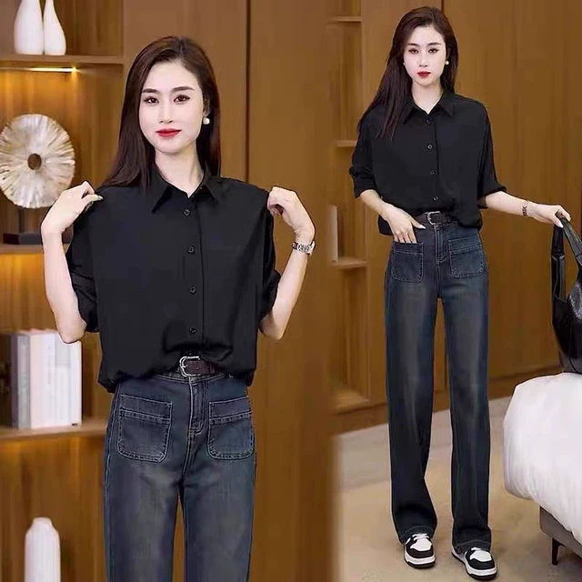 长袖衬衫女春秋2025年新款宽松遮肉显瘦纯色上衣洋气百搭时尚衬衣