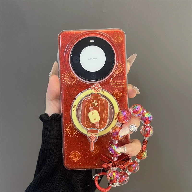 国风烟花灯笼适用华为mate70/60pro+手机壳pura70磁吸旋转支架女