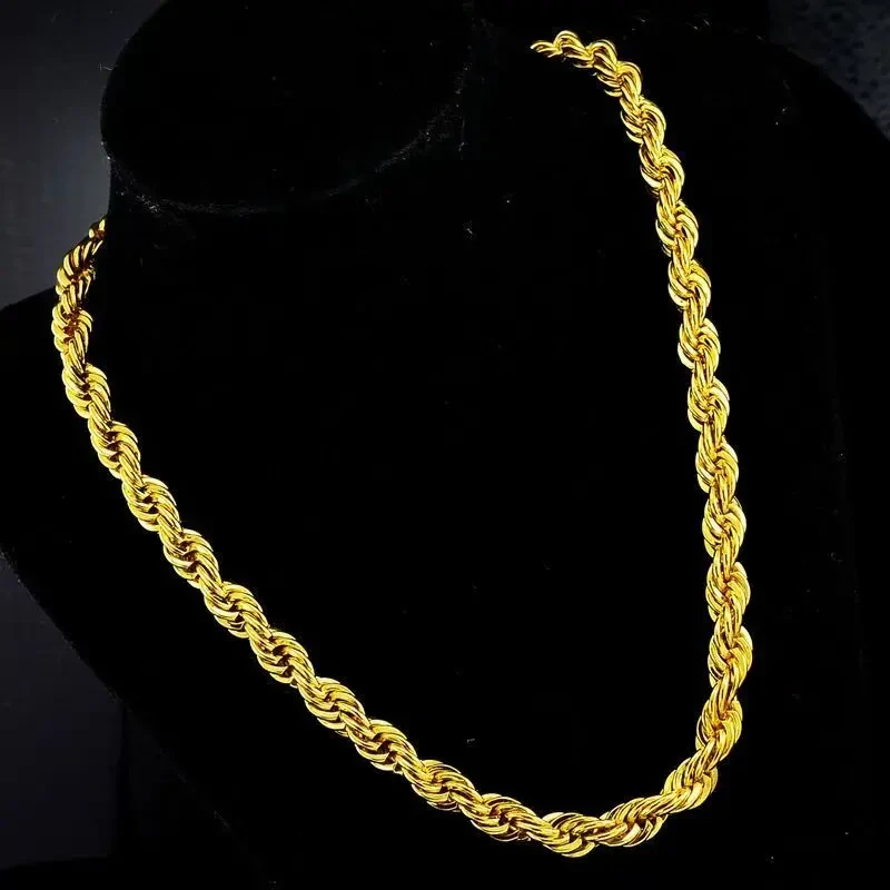 合金项链 合金项链 新款（麻花项链）精美时尚百搭潮流霸气气质金色