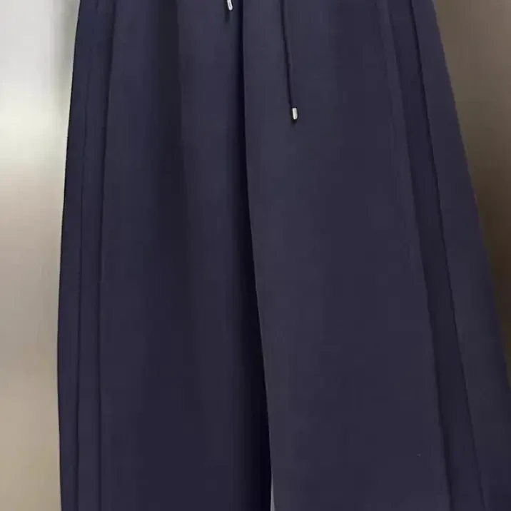 女士加绒阔腿裤高腰宽松显瘦休闲百搭拖地长裤