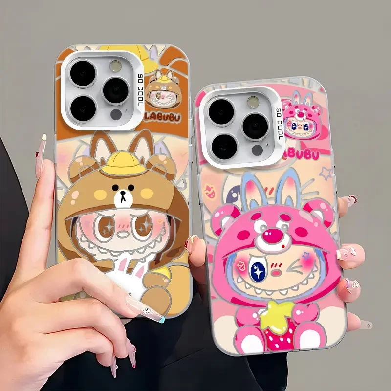 拉布布适用苹果iPhone16x华为小米vivo手机壳彩银磨砂防摔卡通