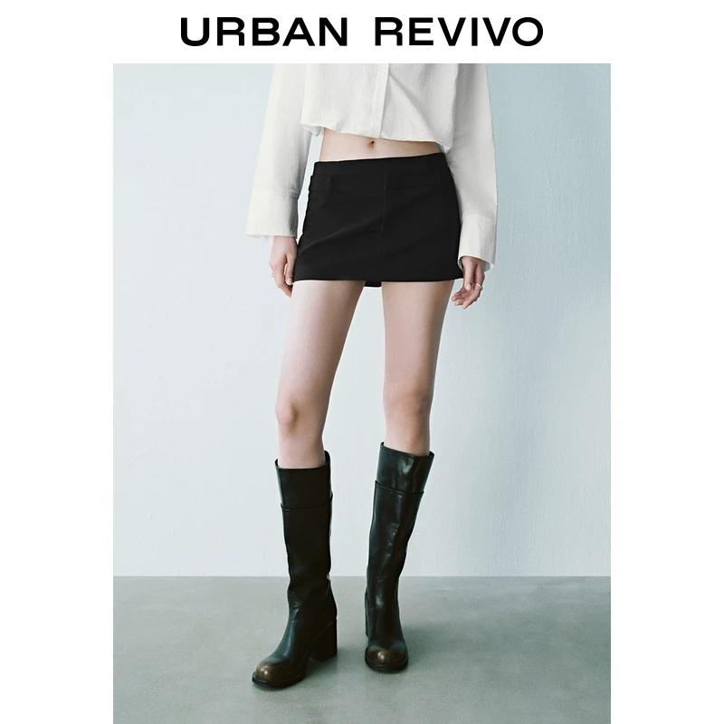 UR2025秋季新款女装时髦休闲通勤百搭纯色短款半裙UYU550008