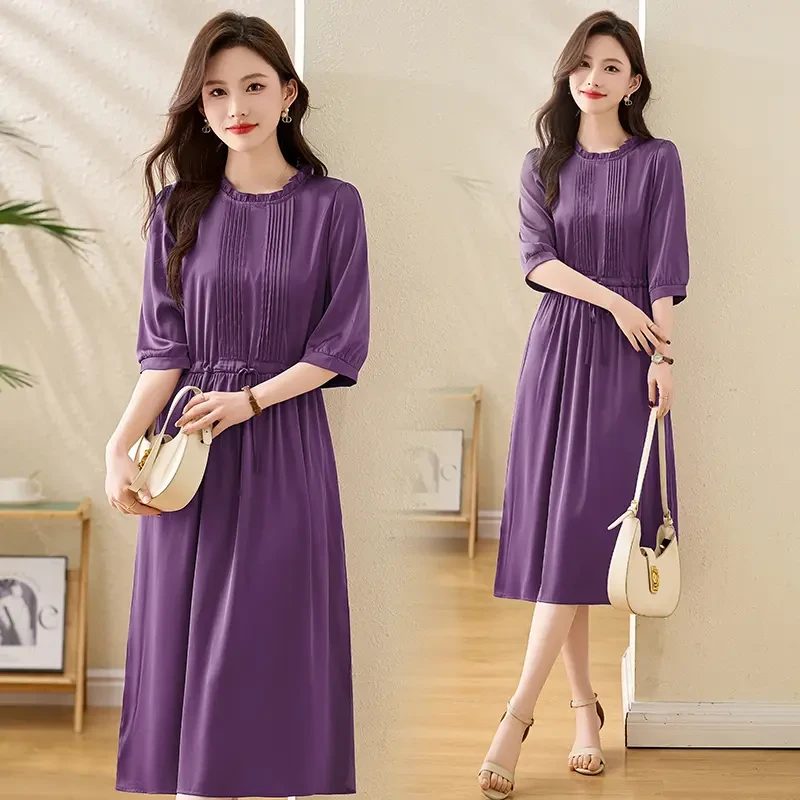 轻熟风优雅气质连衣裙女2025年夏季新款高级感收腰显瘦中长款裙子