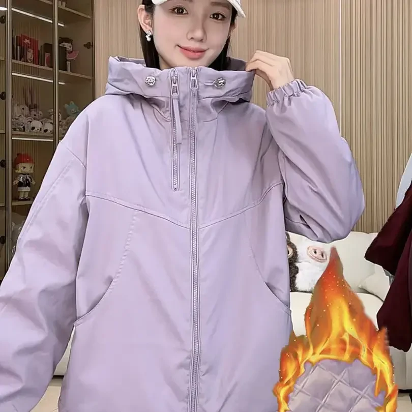 加棉加厚短款冲锋衣秋冬外套二棉夹克上衣