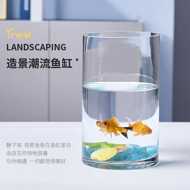 超白加厚大小号玻璃圆柱鱼缸客厅家用落地花瓶圆形圆柱形水培直筒