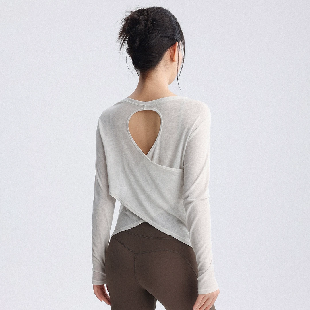 瑜伽服女2025新款运动上衣宽松罩衫普拉提训练服长袖跑步健身穿搭