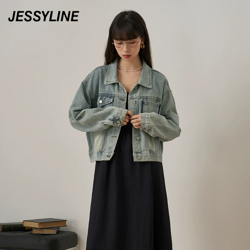 jessyline2025早春新款 杰茜莱短款牛仔小外套女潮 431207058