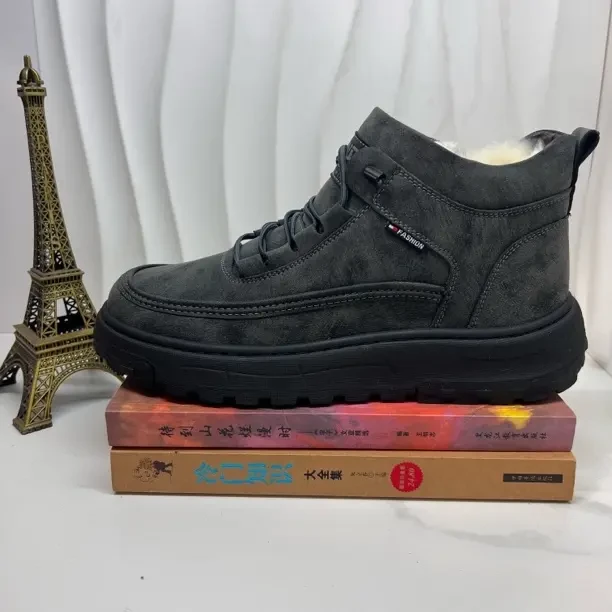 8993-6牛皮羊毛皮毛一体户外休闲皮鞋冬季高帮棉鞋