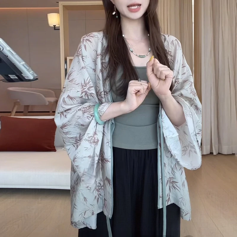 【现货运费险】新中式国风幂式穿搭松弛外衫+吊带上衣显瘦明显同款