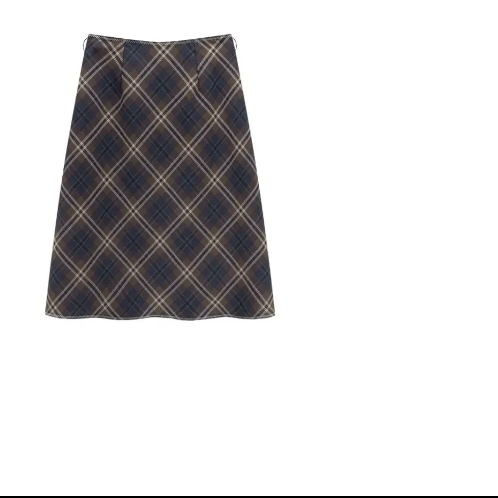 复古格子毛呢半身裙高腰显瘦中长款a字包臀裙百搭气质