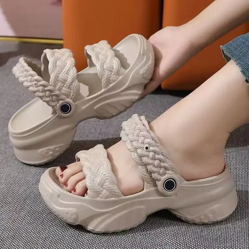 防滑夏季2025增高松糕新款拖鞋女爆款网红两穿外时尚厚底凉鞋女士