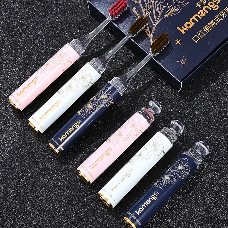 新款高档轻奢口红管软毛牙刷女士护龈洁牙酒店出差便携式家用刷牙