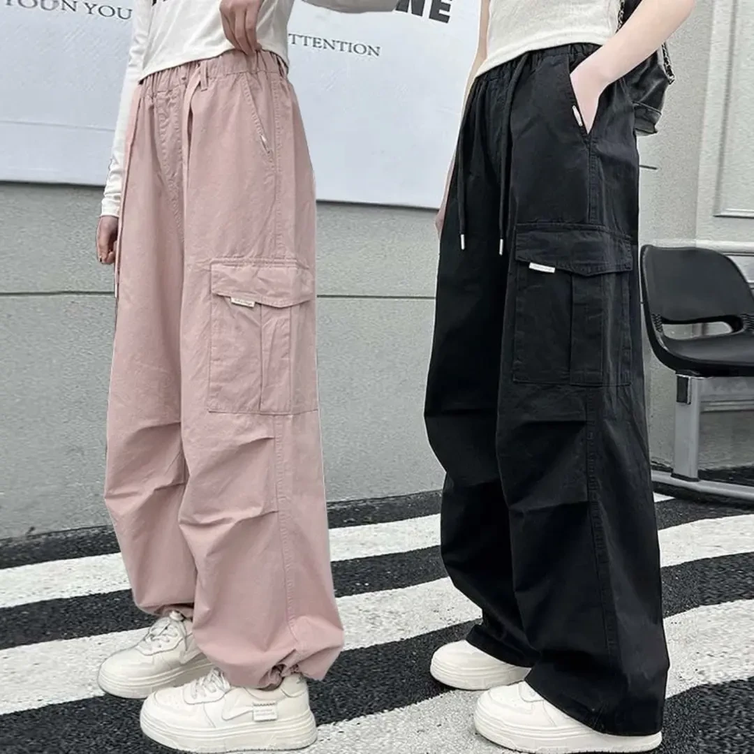 女童夏装洋气阔腿纯棉工装裤2025新款夏季儿童休闲裤子中大童长裤