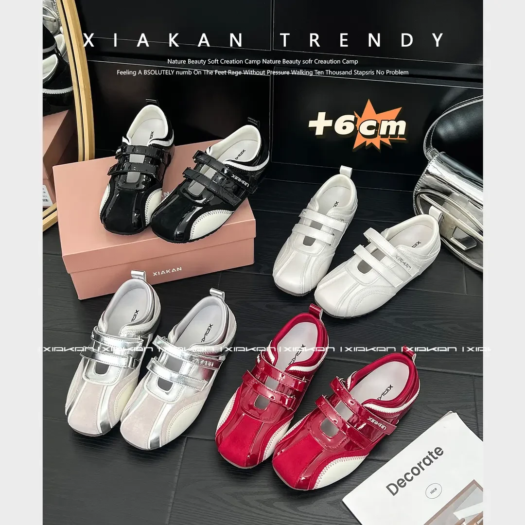 「于月专属 」XIAKAN 内增高6cm魔术贴运动玛丽珍鞋百搭休闲德训鞋