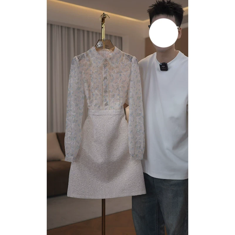 法式小香风名媛气质连衣裙女2025春夏新款拼接收腰a字短裙高级感