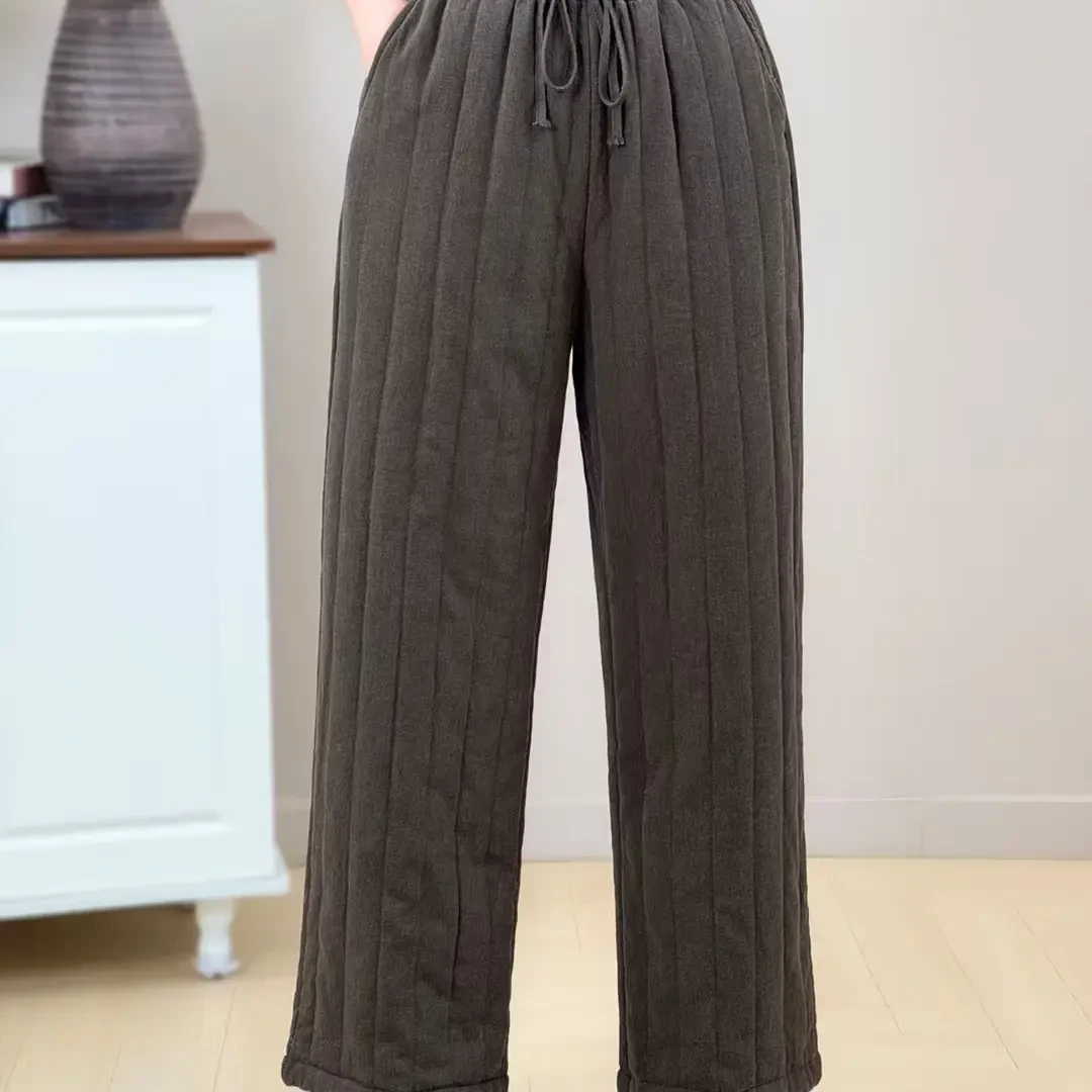 【麻述】冬季加厚麻裤宽松复古显瘦文艺女款直筒裤子