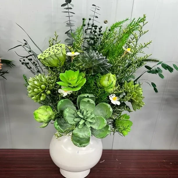 【超级福利】绿白色高级小众永生花束客厅家居装饰摆放多年不凋谢