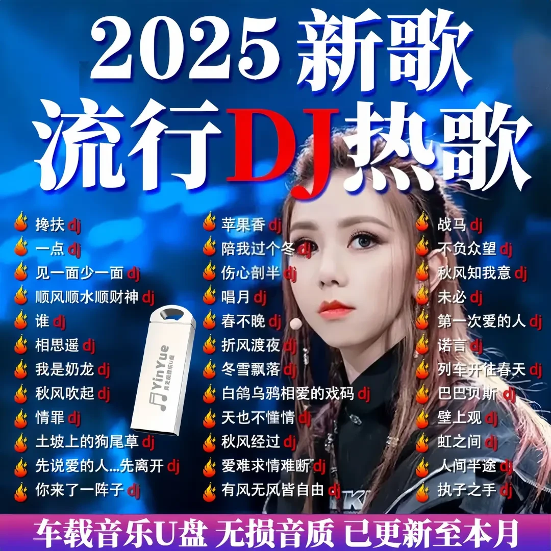2025车载u盘抖音流行新歌神曲劲爆网红舞曲MP3/4无损音质优盘dj