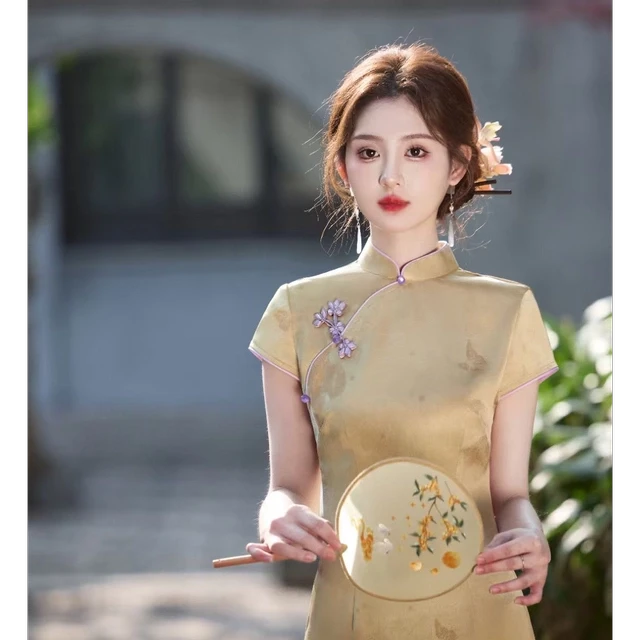 《相思瑶》紫色旗袍2025新款夏季改良年轻款高考新中式日常可穿61