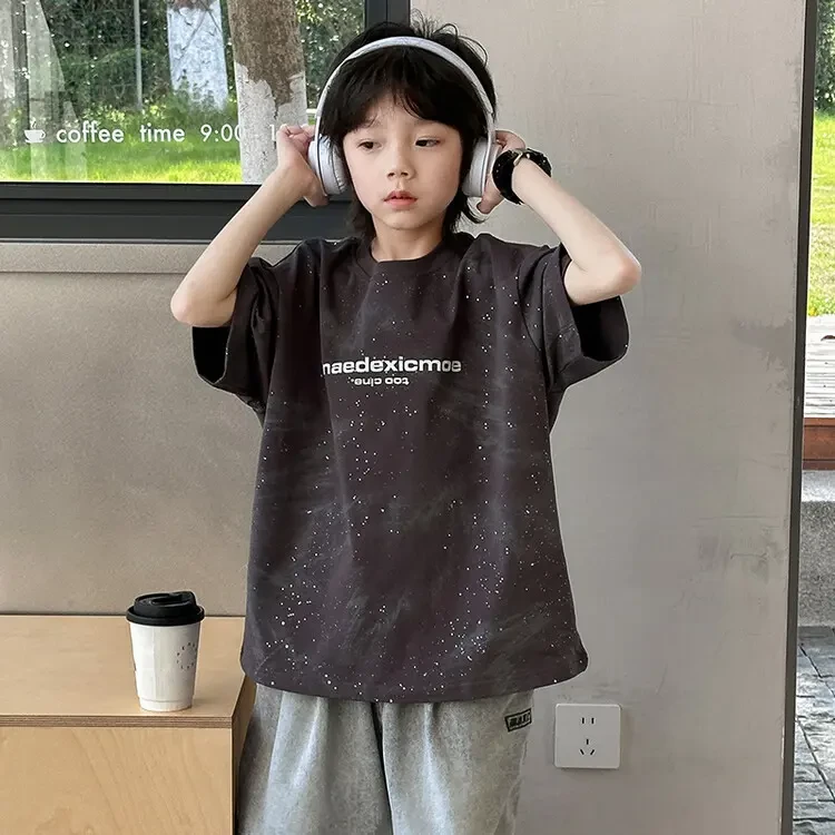 【满天星】童装男童扎染T恤短袖夏季2025新款儿装童夏上衣男孩半袖